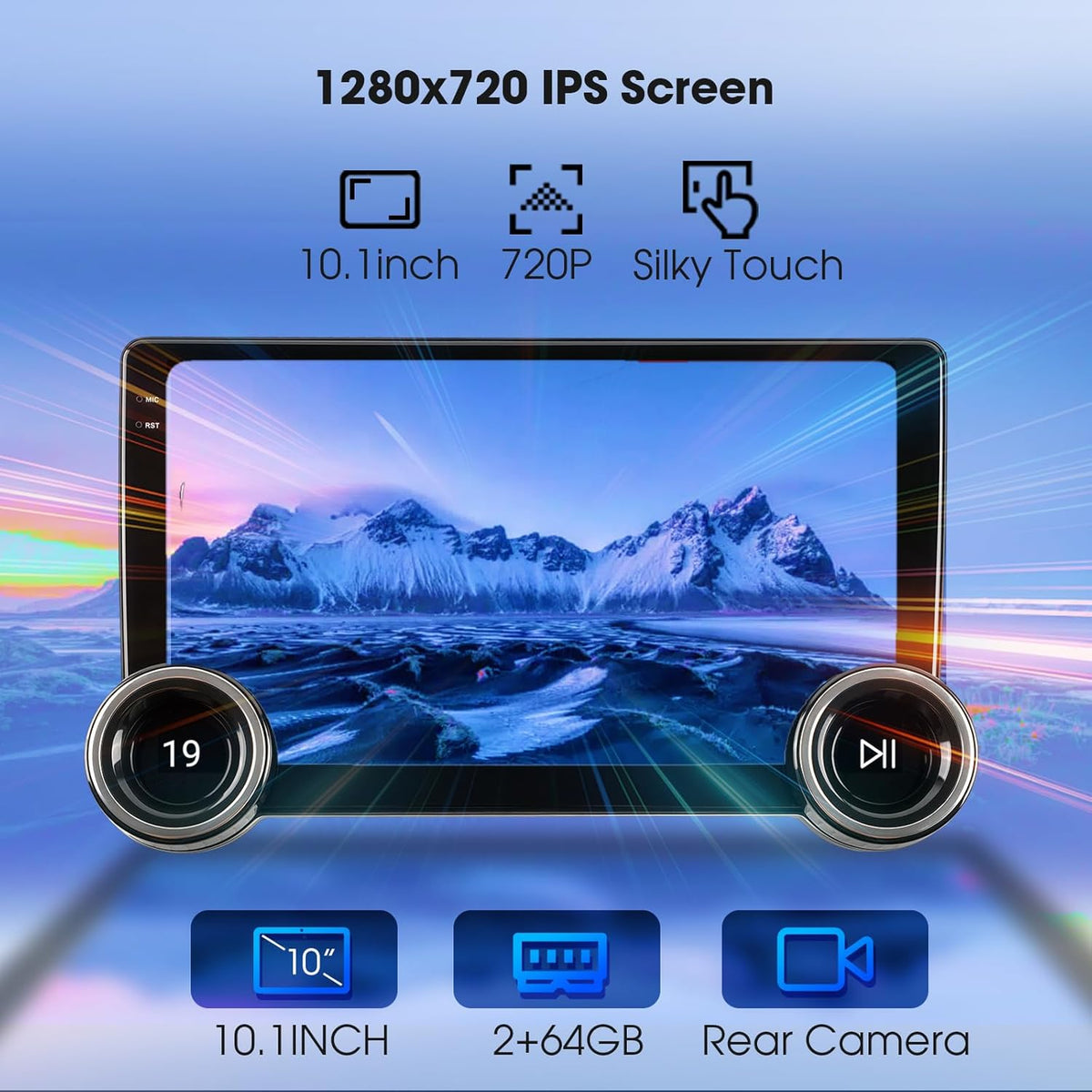 10.1" Wireless CarPlay & Android Auto Car Stereo - 2GB RAM 64GB ROM, DSP Sound, 1080P Backup Camera, Bluetooth 5.0, HD Touchscreen Media Receiver