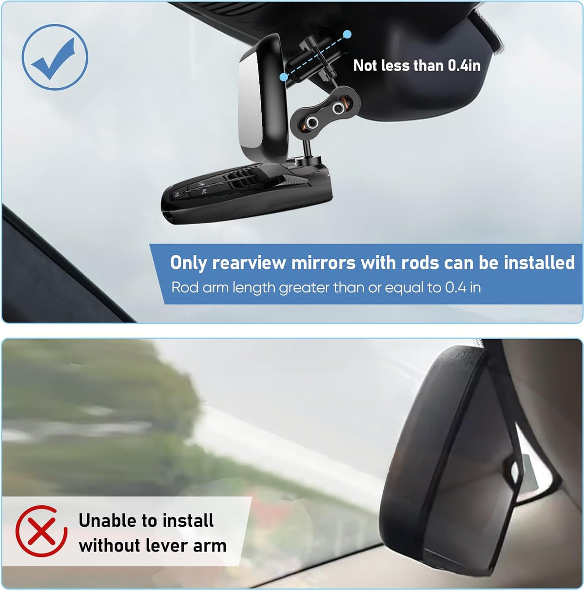 Radar Detector Mount Rearview Mirror Bracket,Car Truck Mirror Radar Mount Bracket,Aluminum Rearview Mirror Rod Mount (for Cobra Radar Detector)