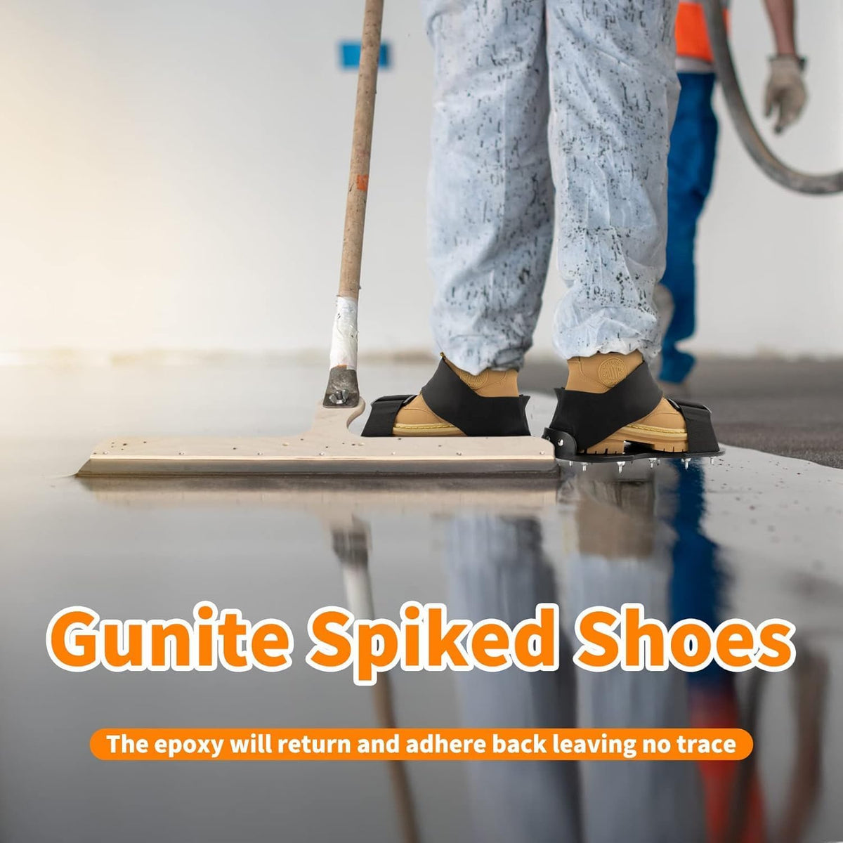 Epoxy Floor Spiked Shoes Fully Assembled Gunite Spiked Shoes with 3/4" Short Spikes for Garage Floor Epoxy, Overlays, Cover Installation,1 Pair (Black)