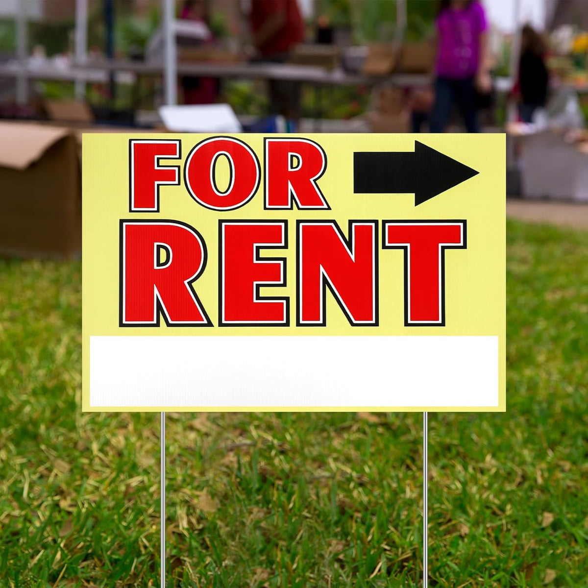 Marsui 3 Pcs Sale Sign 23.6 x 15.7 Inch Double Sided Sign with Stakes Blank Corrugated Plastic Signs with Directional Arrow and Metal Stake (for Rent)