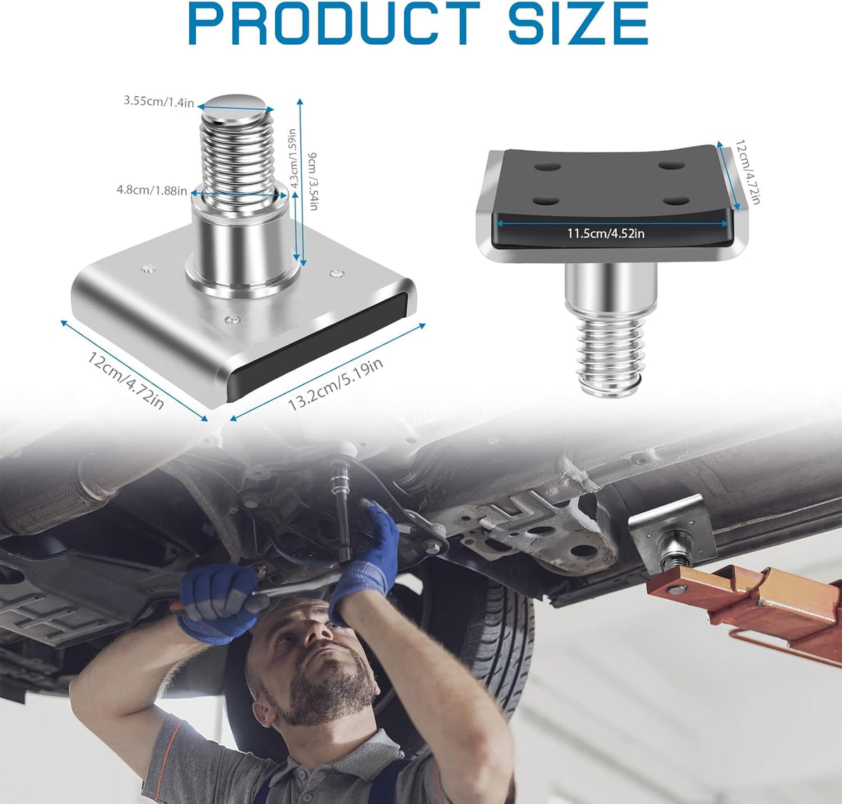 4 Pack Truck Adapter for 2 Post Lift, Hot Dipped Galvanized Steel Lift Pads for Auto/Car/Vehicle, Auto Lift Spin-Up Frame Adapter, Truck Adapter Kit Set for ME & KT Two Post Lifts