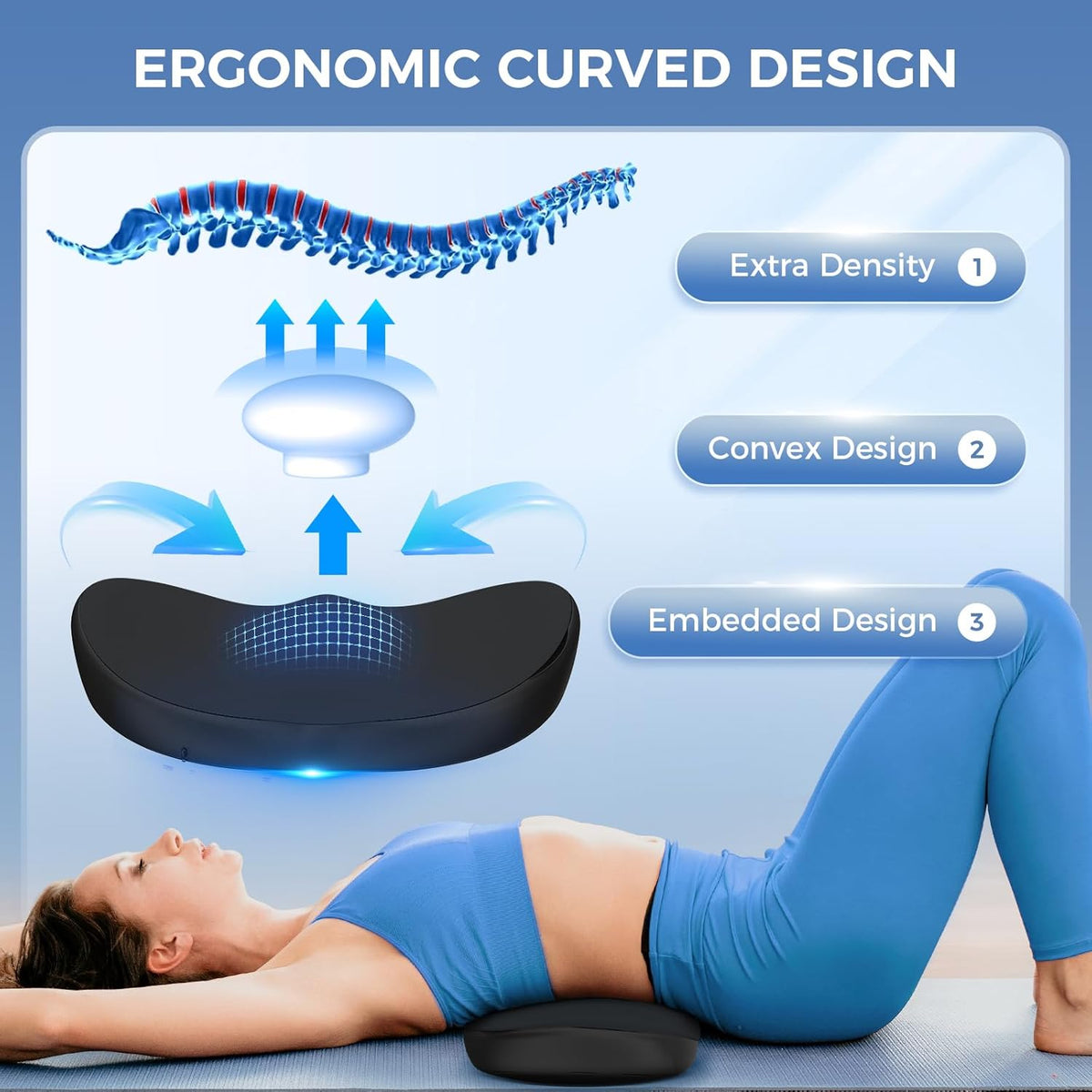 Lumbar Support Pillow for Office Chair, Memory Foam Lumbar Pillow for Lower Back Pain Relief (Black)