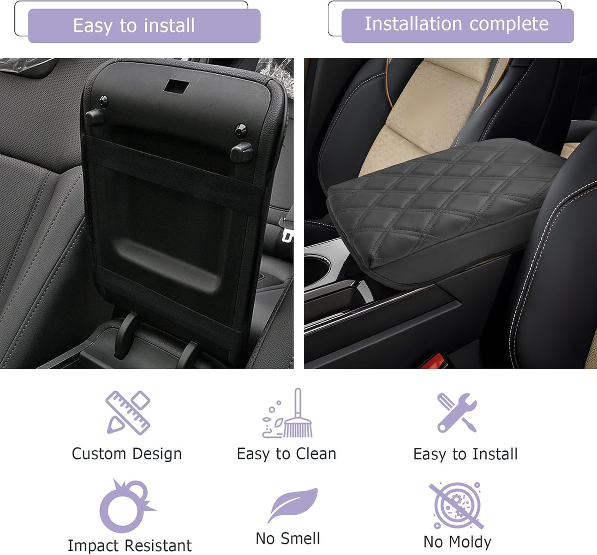 LUWU Center Console Cover Compatible with 2025 Chevrolet Equinox Accessories 2025 Equinox Armrest Cover Center Console Pad 2025 Equinox LT, ACTIV, RS Armrest Console Cover Soft Leather (Black C)