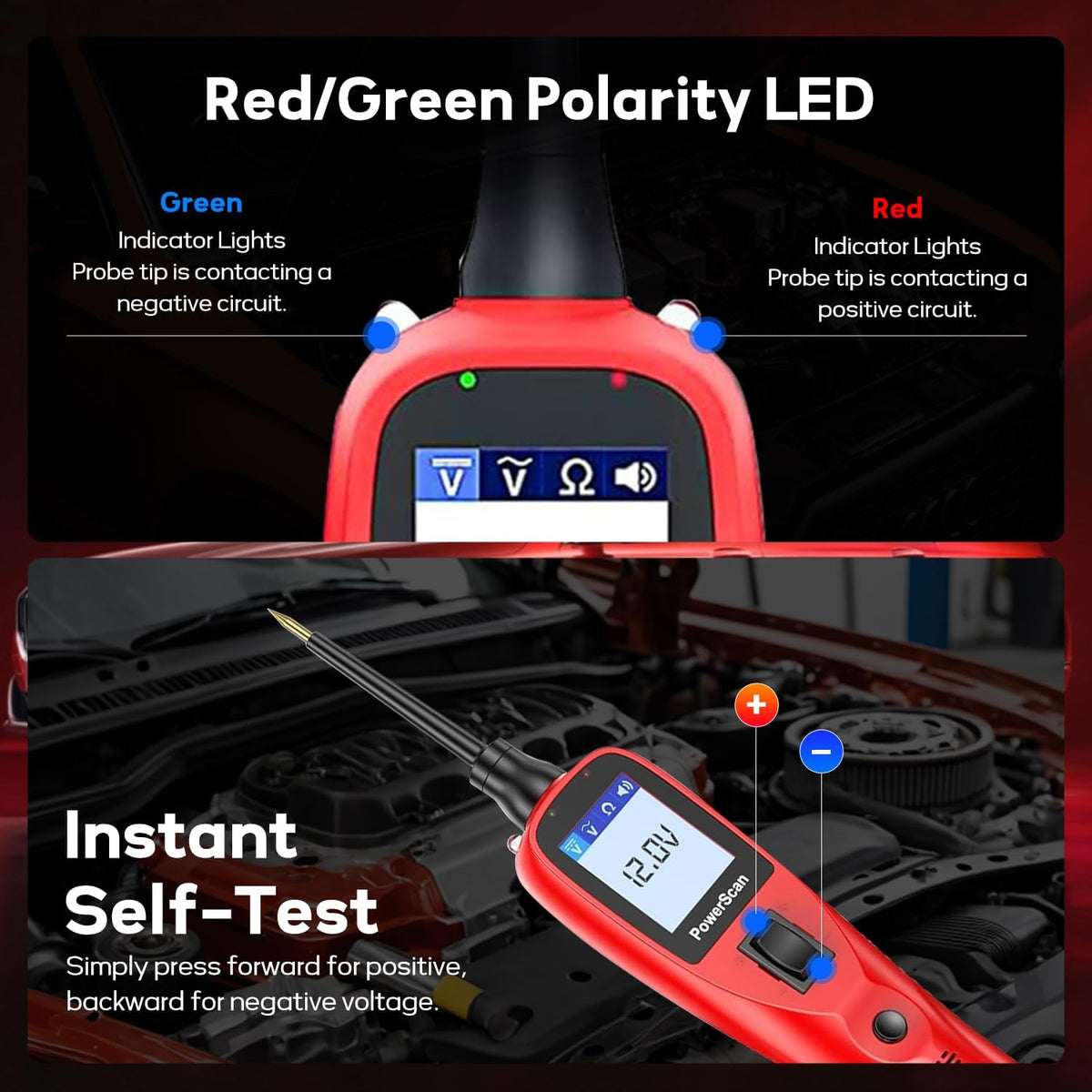 Autel PowerScan PS100 Automotive Circuit Tester, Power Circuit Probe Scan Tool, 12-24V Electrical Short Open Breaker Circuit Finder, AC/DC Current Resistance, 20ft Extension Cord, for 99% Car