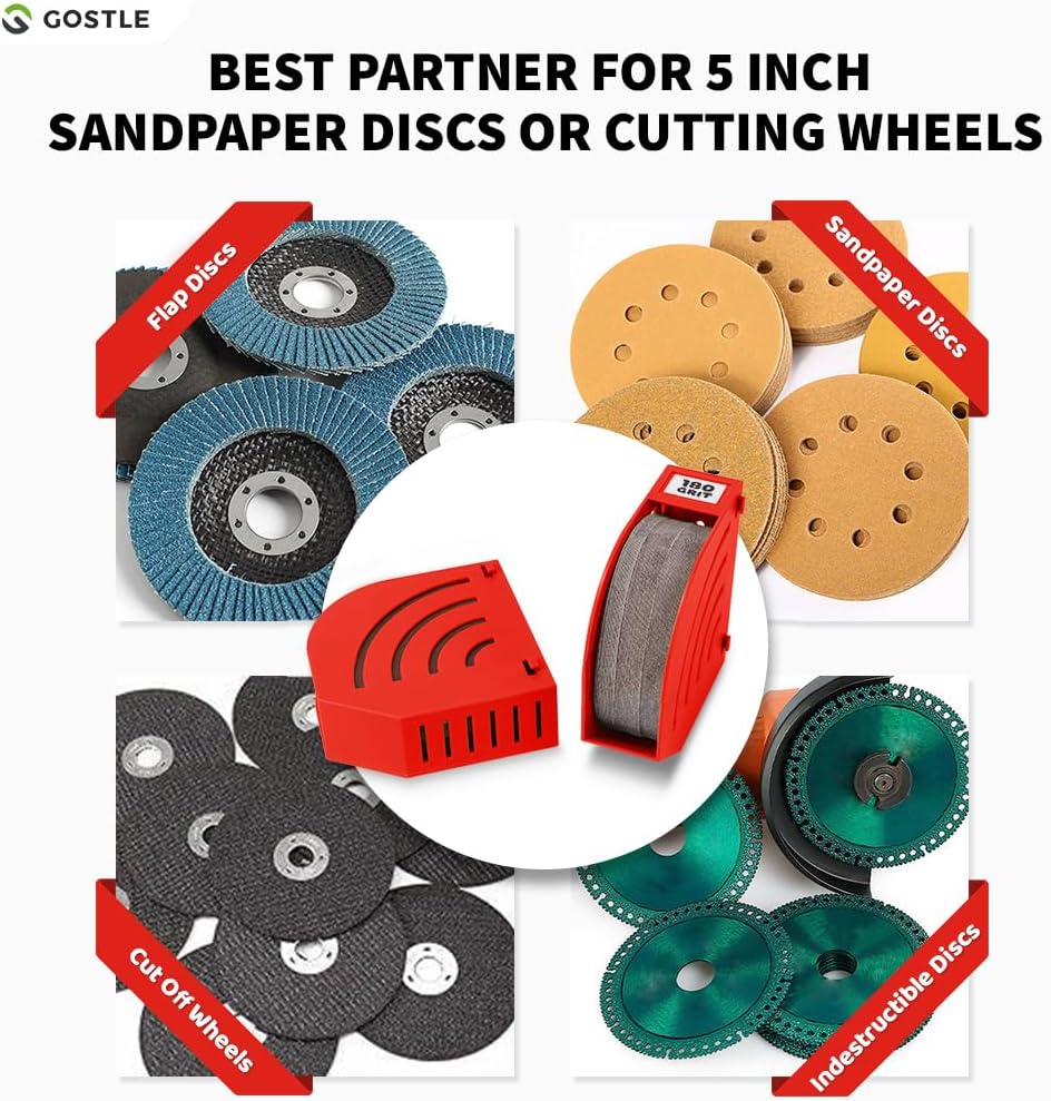 5 Inch Professional Sanding Discs Storage Bins - 10 Bins Set for Efficient Organization, Offset Snap-On Connection, Grit Classification, Space-Saving Design and Versatile Application, Red