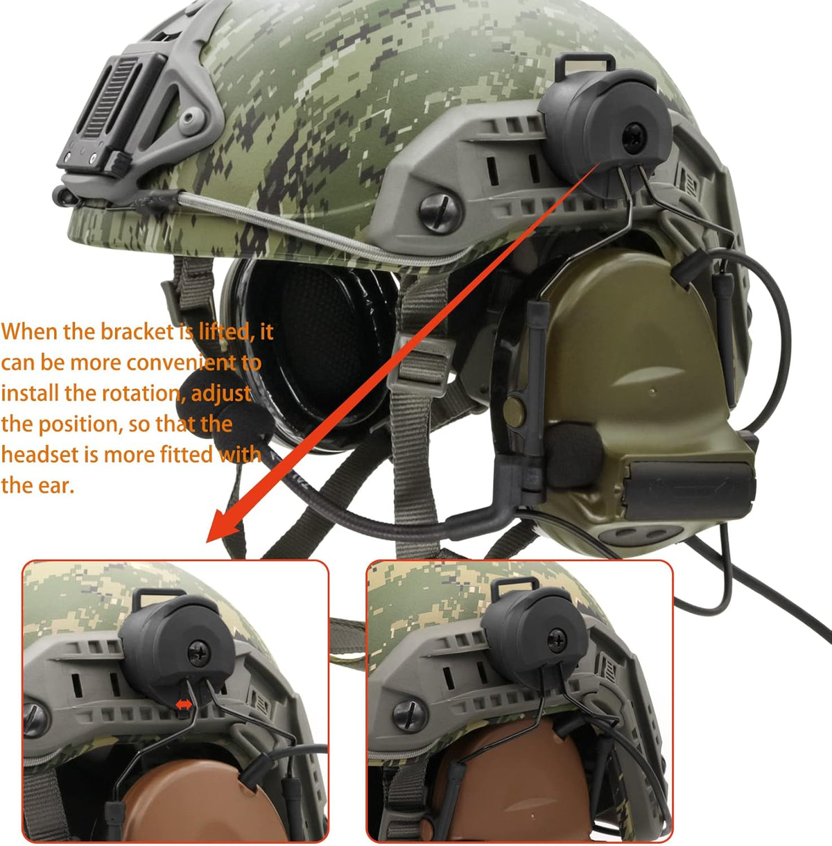 COMTA 2 Helmet-Type Tactical Headset with U94 PTT 2pin,Noise Canceling Headphones,for Airsoft Hunting Shooting