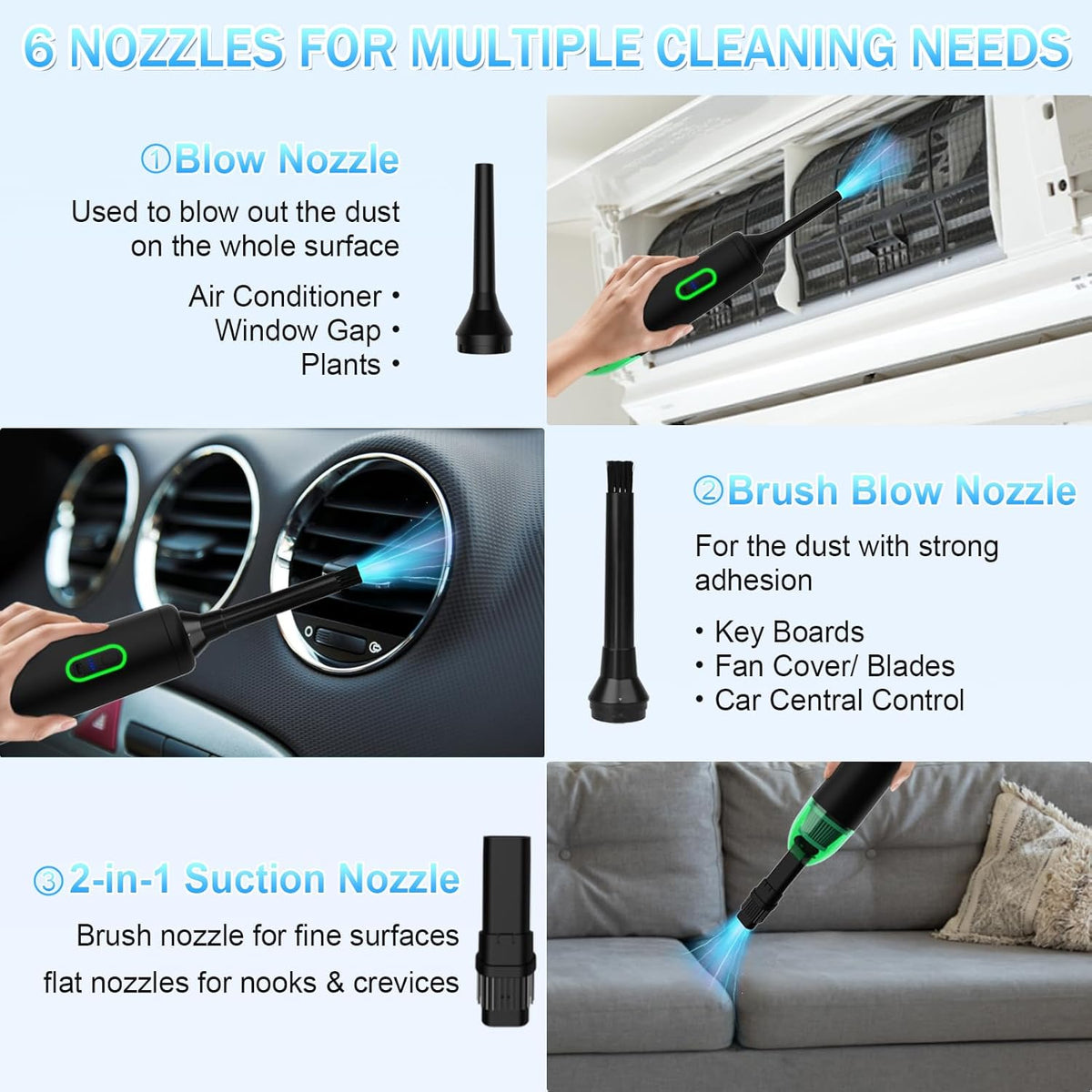 AVCNUJ Handheld Vacuum Cordless, 14000PA Strong Suction with Brushless Motor, Portable Car Vacuum Cleaner, Ultra-Lightweight 1.2lbs, 2-in-1 Dust Removal Vacuum Cleaner for Car Office Home Pet Hair