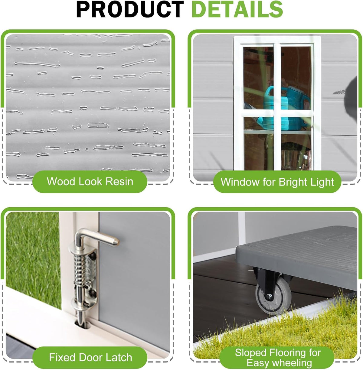 5x4 Shed Resin Outdoor Storage with Floor Included, Waterproof Lockable Small Plastic Garden Tool Shed Cabinet