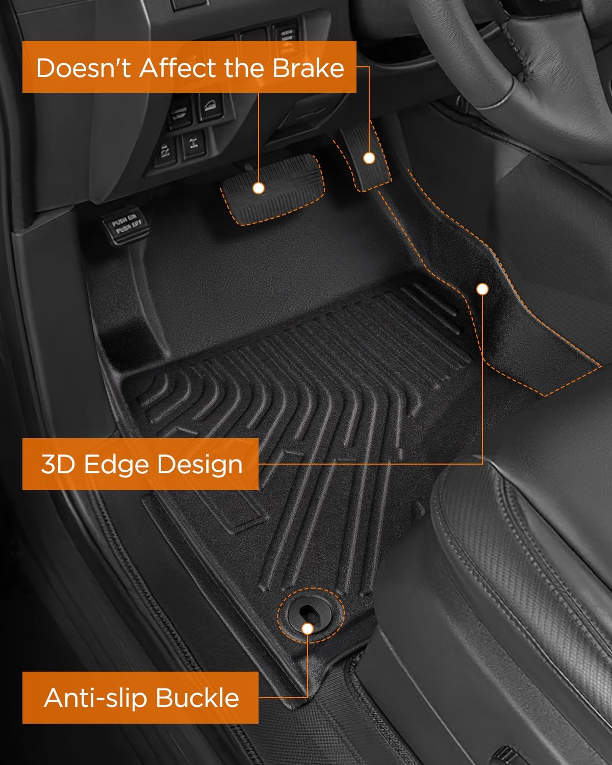 DrCarNow Floor Mats for Nissan Frontier 2025 2024 2023 2022 Crew Cab with 2nd Row Under-Seat Storage,Heavy Duty All-Weather Floor Mats TPE Liners,Custom Fit 2 Row Set for Nissan Frontier Accessories