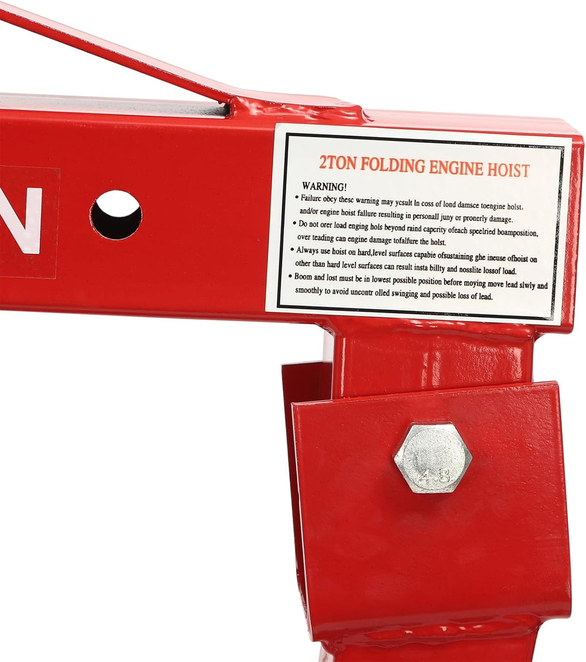 2 Ton(4409lbs) Folding Engine Hoist Heavy Duty Carbon Steel Hydraulic Shop Engine Crane Cherry Picker Shop Crane Hoist Lift with 6 Iron Caster Wheels for Car Fixing Workshop Garage (Red)