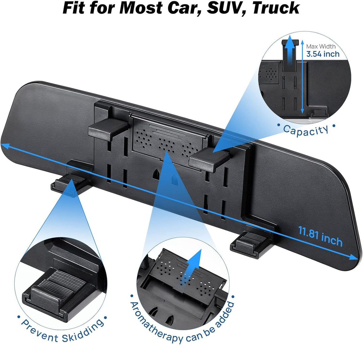 JOYTUTUS Rearview Mirror, 2 pack 12 Inch Panoramic Anti-Glare Clip-on Wide Angle Convex Rear View Mirror, Effectively to Reduce Blind Spot, Universal for More Car SUV Trucks -Blue