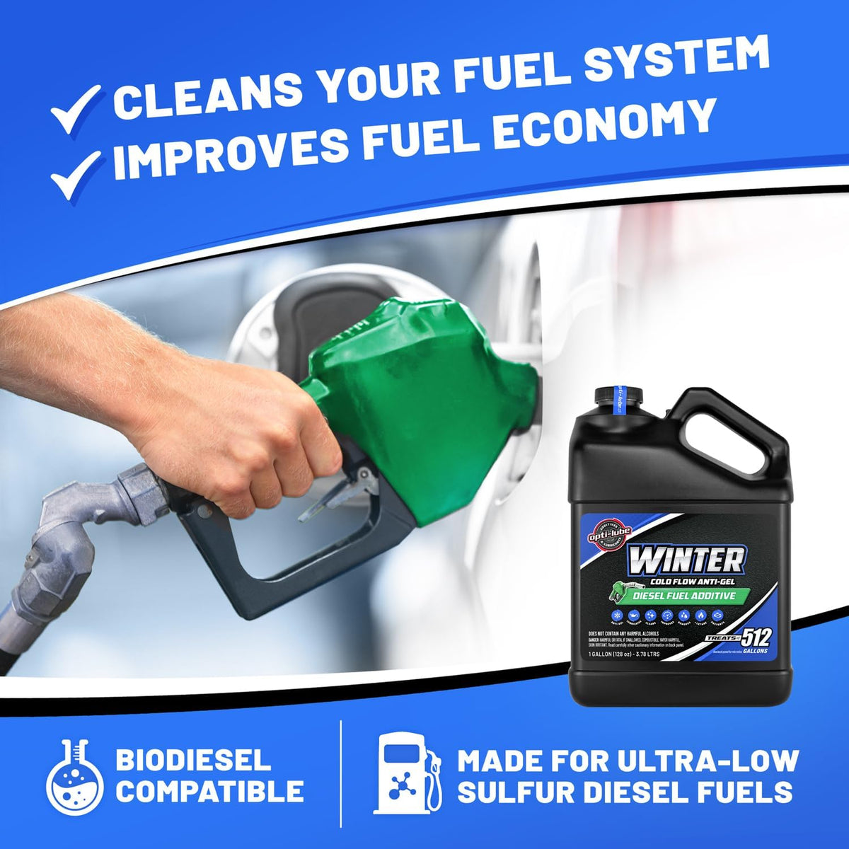 Opti-Lube Winter Formula Anti-Gel Diesel Fuel Additive: Gallon (2 Gallons (Treats 1024 Gallons))