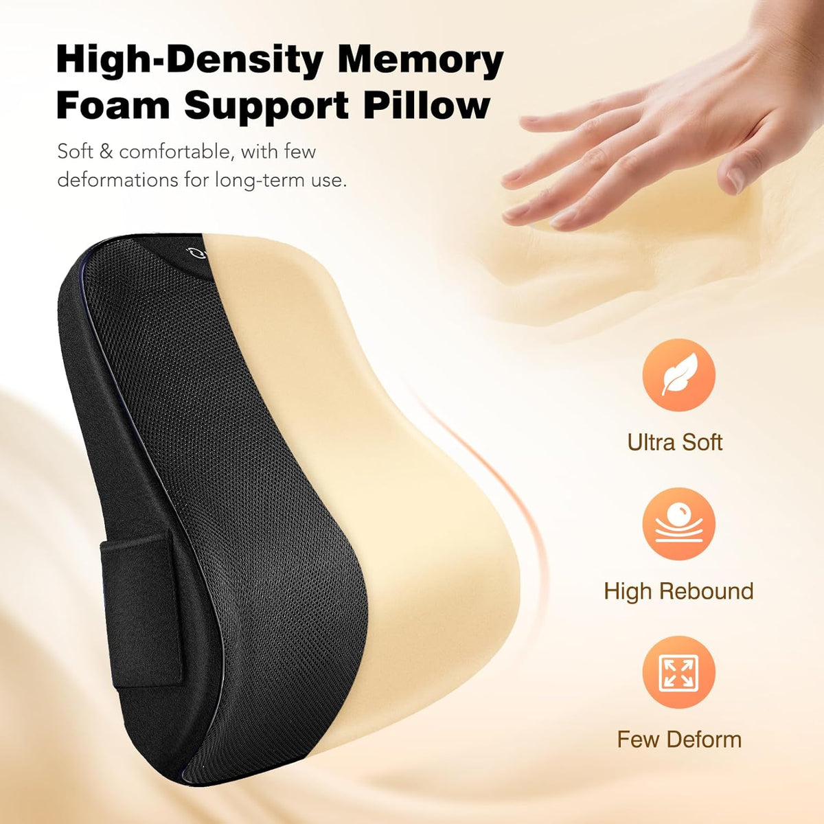 Lumbar Support Pillow for Office Chair, Back Support Pillow for Car, Recliner & Bed, Memory Foam Lower Back Cushion for Pain Relief & Improve Posture, Mesh Cover, Adjustable Straps, Gifts