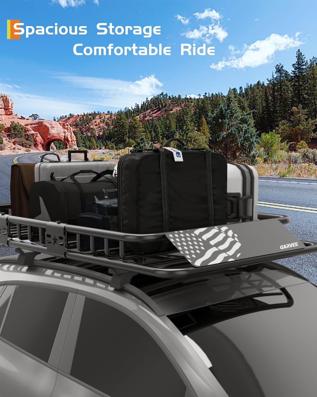 46" x 36" Universal Roof Rack Carrier Basket, 200 Lbs Capacity Car Cargo Rack with Extension Luggage Holder Basket Heavy Duty for SUVs, Trucks, Vehicles