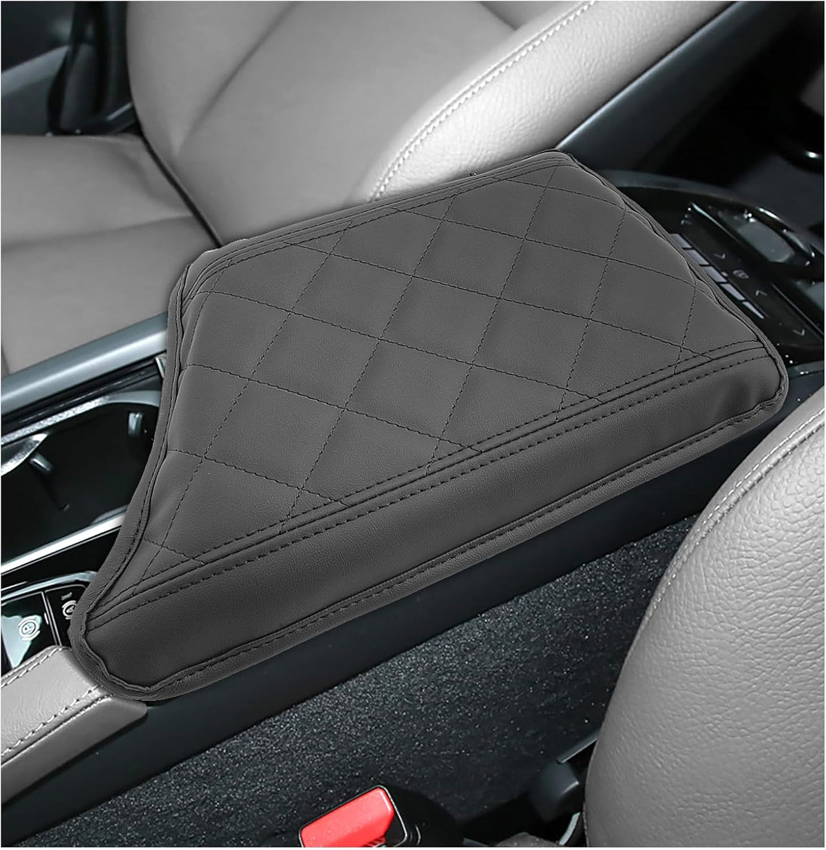 SXCY for 2024 XC90 Armrest Cover for Volvo XC90 2018-2024 Accessories 2024 XC90 Center Console Cover 2024 XC90 Middle Console Cover (Black Checkered Pad)