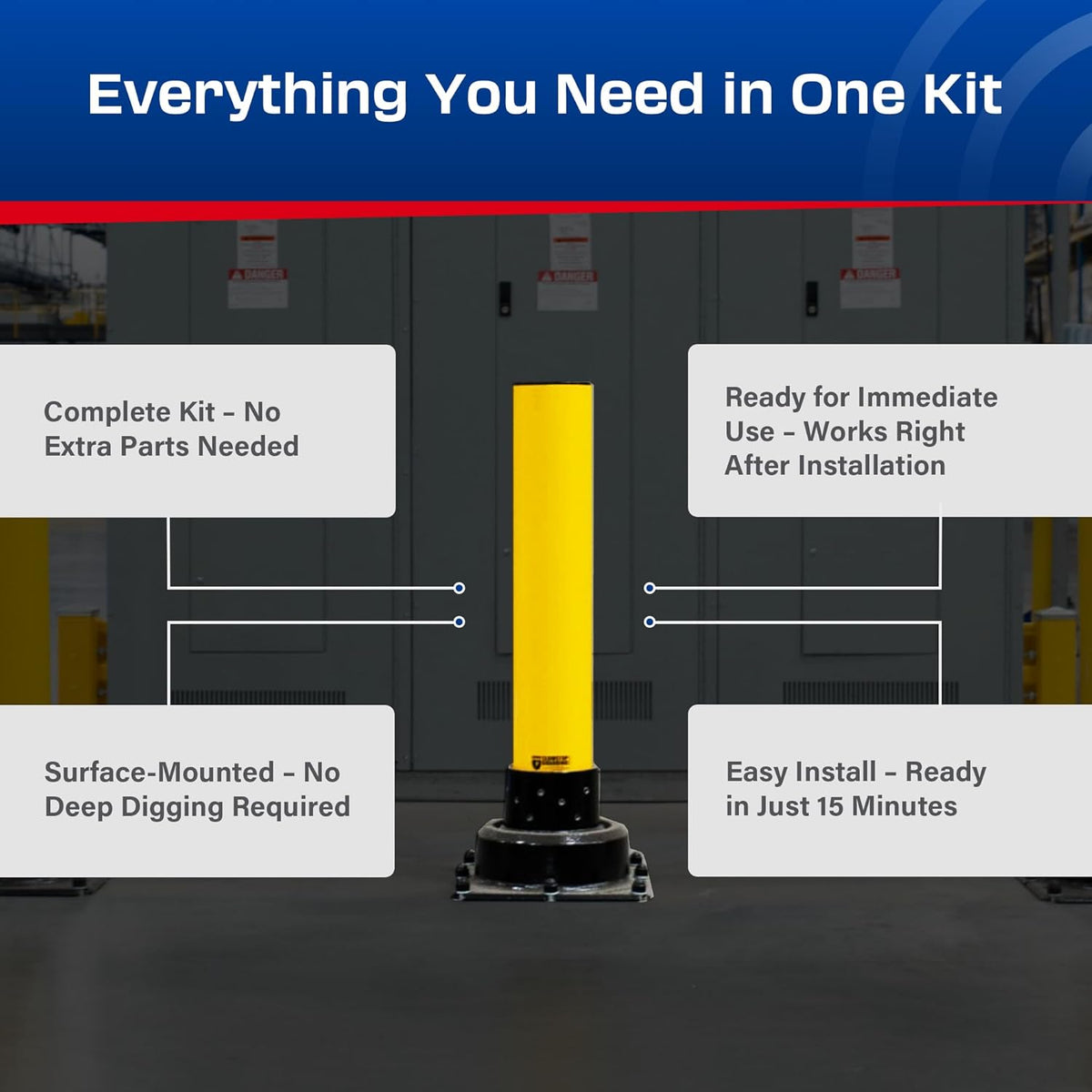 Impact Recovery - SlowStop Steel Rebounding Bollard - Metal Post - Safety Bollard - Made in the USA - 6" x 42"