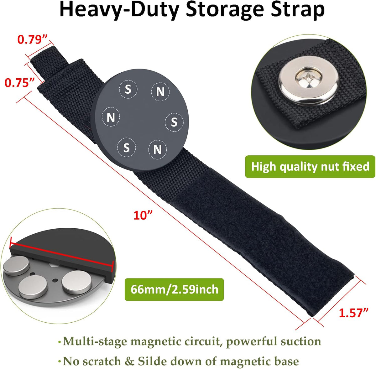 ULIBERMAGNET Strong Magnetic Storage Straps,Heavy Duty Magnetic Garage Storage Tool Organizer,Extension Cord Straps, Hose, Cable, Rope,Tools for Garage,Pick-up,RV and Workshop(2 Pack)