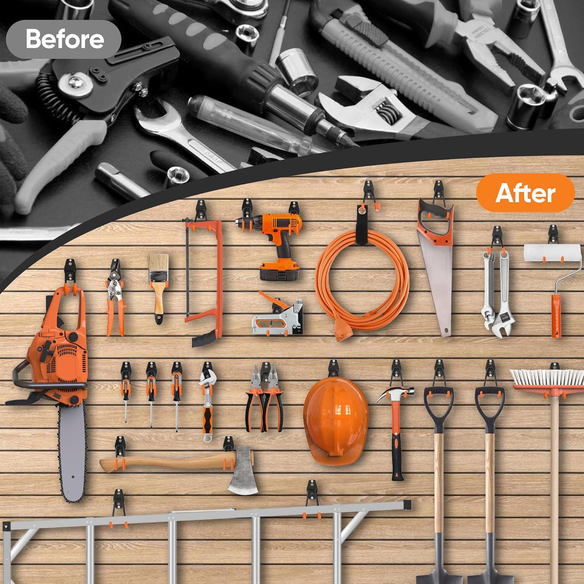 Nacial 16 Pack Garage Hooks Heavy Duty, Utility Steel Garage Storage Hook with 2 Storage Straps, Utility Garage Wall Mount Hooks for Hanging Bike, Ladder and Garden Tools, Perfect for Father Day Gifts