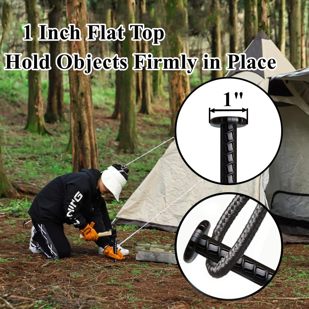 16 Inch Rebar Stakes 10 Pack Heavy Duty Ground Anchors 1/2 Inch Diameter Galvanized Steel Asphalt Anchoring Metal Spikes for Speed Bump, Parking Curb and Camping Tent
