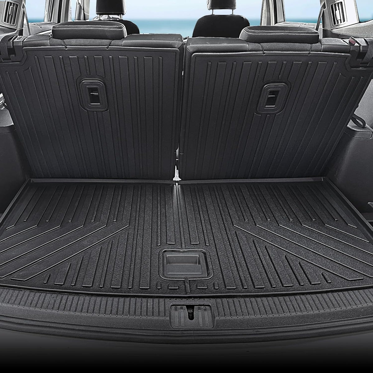 Floor Mats for 2018-2024 2025 Volkswagen VW Atlas 7 Seats(Not for Cross Sport), All Weather TPE Trunk Mat Cargo Liner with Backrest Mat for Atlas Accessories