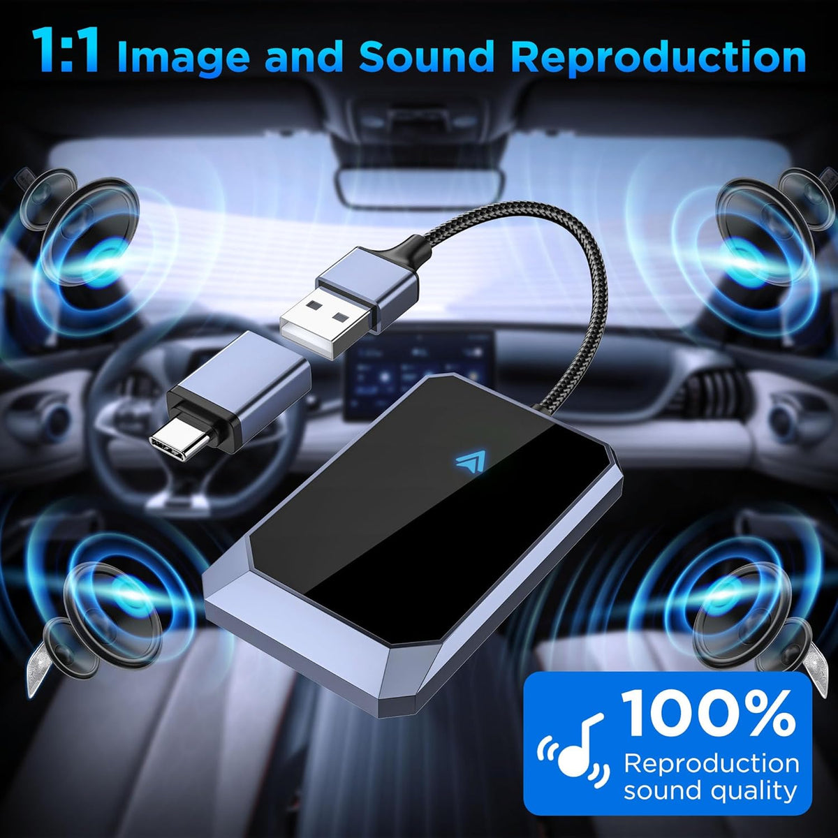 Android Auto Wireless Adapter for Factory Wired Android Auto - Instant Connection, Converts Wired to Wireless, Compatible with Android 10+ & Cars from 2015