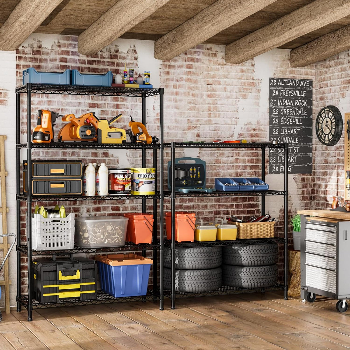 SINGAYE 4 Garage Heavy Duty Shelving Unit Kitchen Pantry Close Home Organizers and Storage Bathroom Shelf Laundry Room Organization Industrial Book Metal Wire Adjustable Shelves