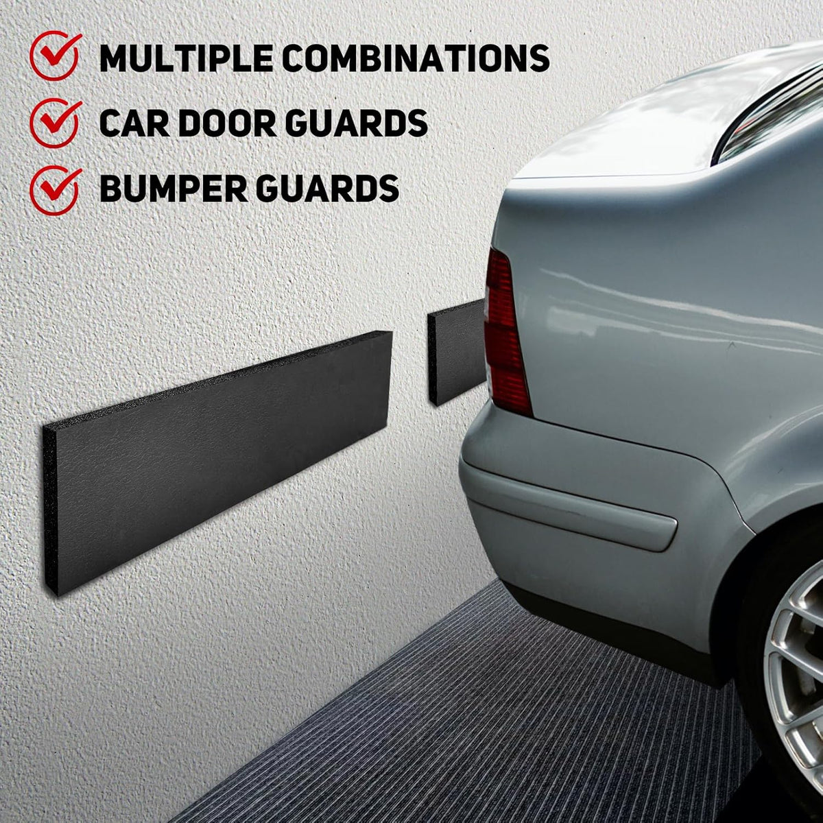 ROBLOCK 4 PCS Garage Wall Protector 17.5x4 inch, Self Adhesive Garage Wall Protector for Car Doors, Durable Foam Padding Wall Guard, Waterproof Car Door Protector, Easy Setup Wall Bumper Guards