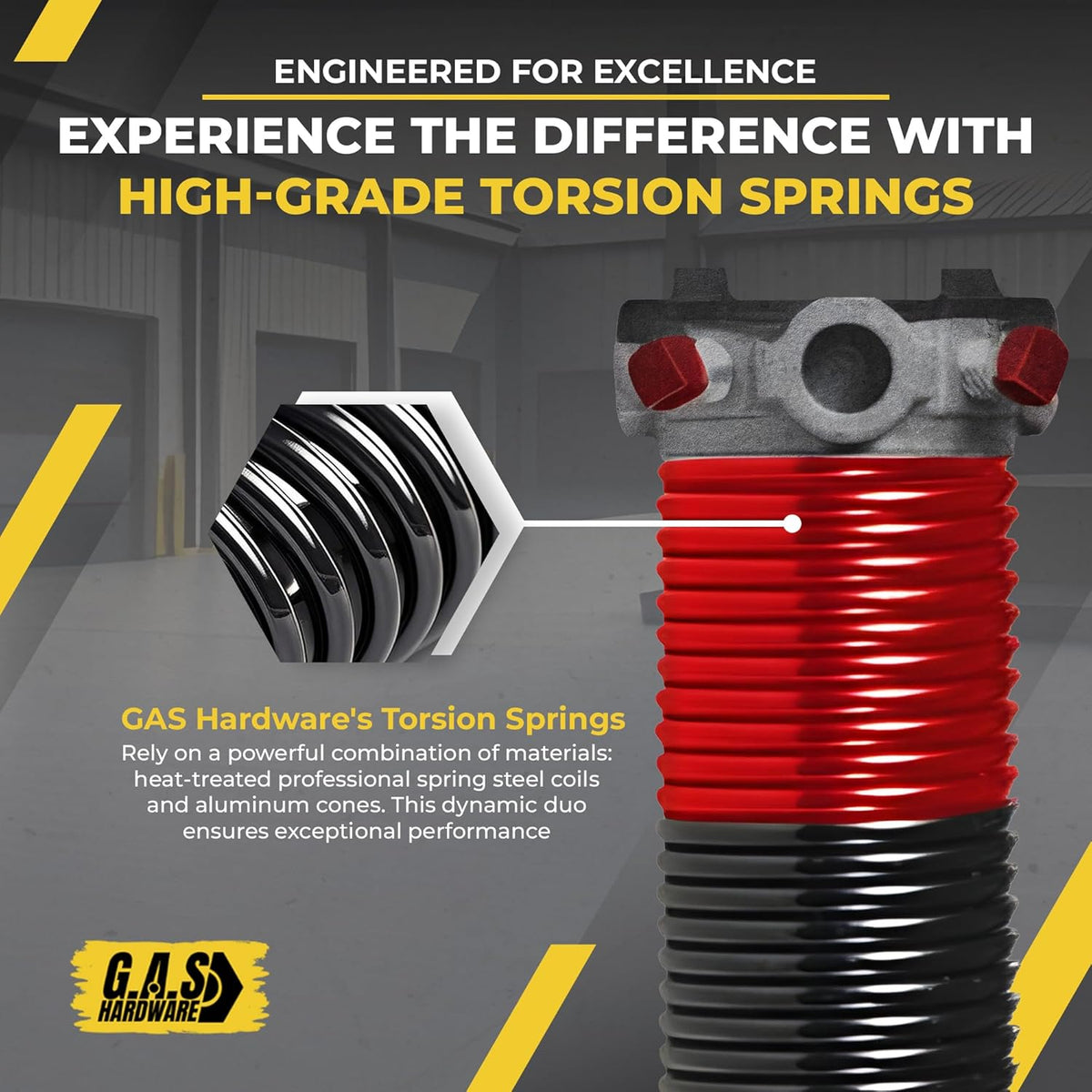 Garage Door Torsion Springs 225x2x25 Includes 1” Steel Bearing, Gloves, and Winding Bars for Left and Right Side of Garage Door Precision E-Coating 5-Year Warranty Minimum 30,000 Cycles (Pair)
