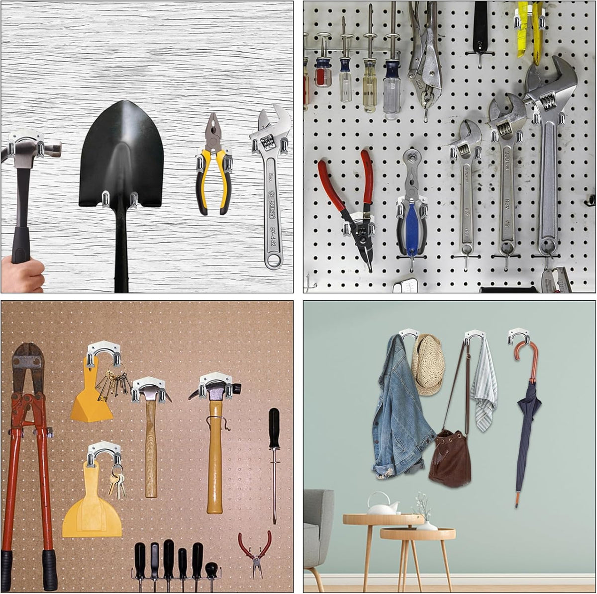 15 Pack Tool Hanger Hooks, Wall Mount Garage Garage Shed Hooks Heavy Duty for Hanging Ladder & Ropes