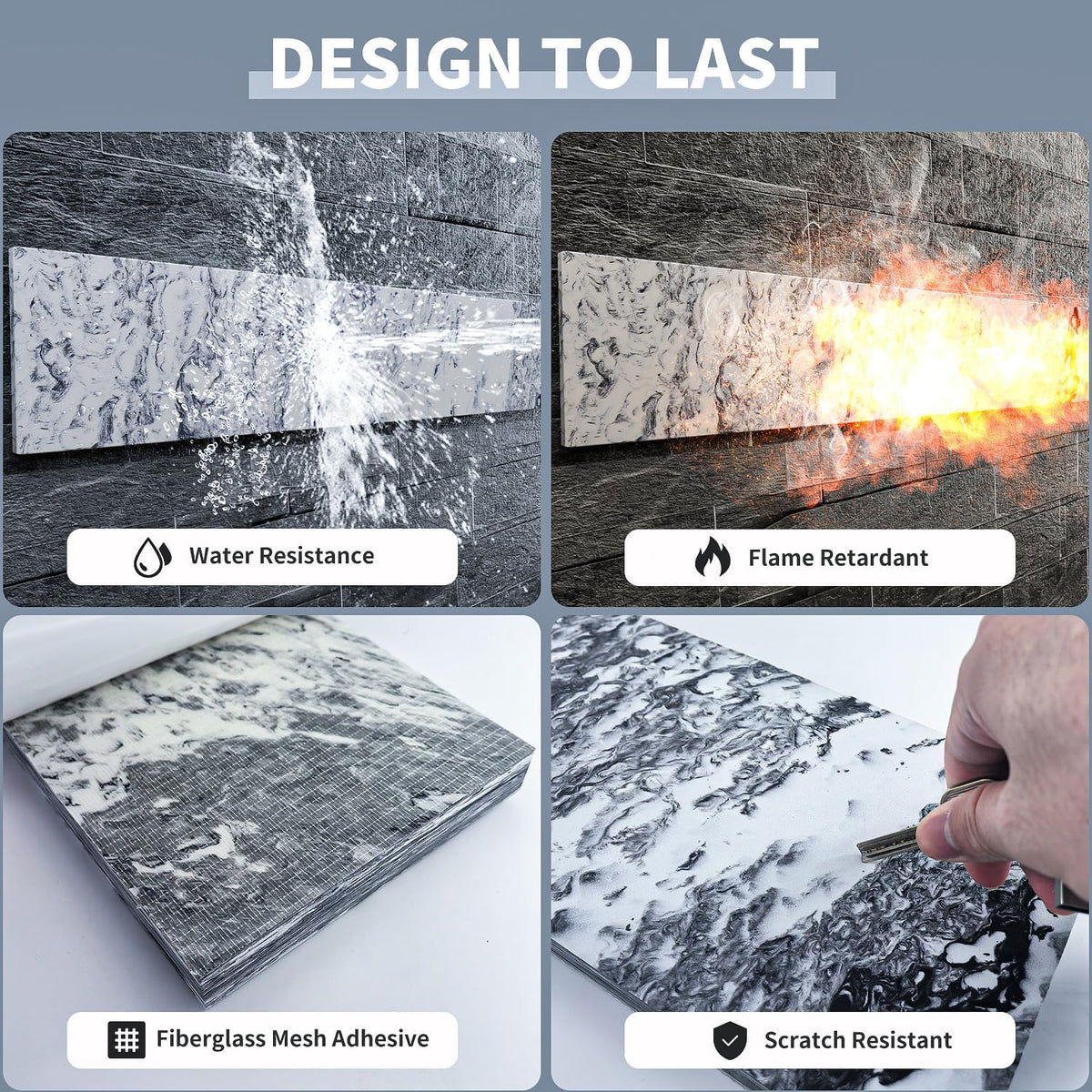 GWP01 Marble Grain Garage Wall Protector Car Door Protectors, Garage Accessories, Parking Stopper for Garage, Tool-Free, Designed in Germany