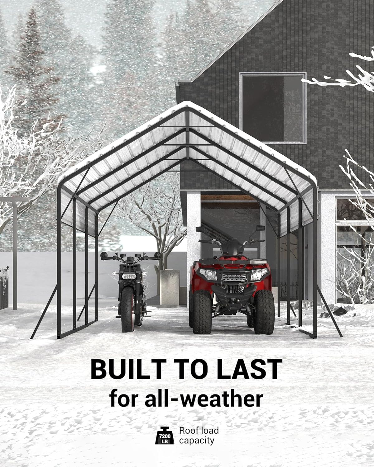 13 x 21 FT Metal Carport, Heavy Duty Carports Reinforced Frame and Steel Roof, All-Weather Shelter Canopy for Pickups, Boats, Cars, and Tractors