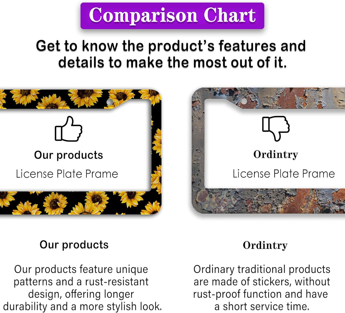 License Plate Frames Black Yellow Fun License Plate Frame Cover Aloha Hawaii Hibiscus Floral Flowers Colorful Universal Aluminum Car Accessory 2 Pack with Screw Covers Set