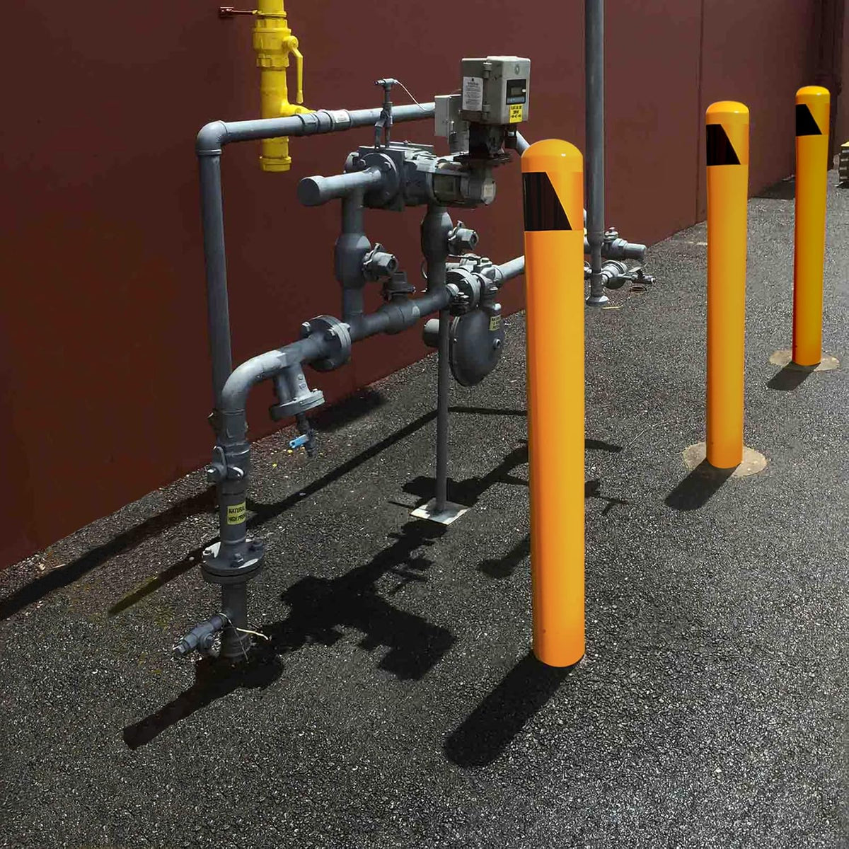 46" Pour in Place Steel Bollard Post, 4-1/2" OD Safety Bollard Yellow Powder Coat, Metal Bollard Parking, Driveway Barrier