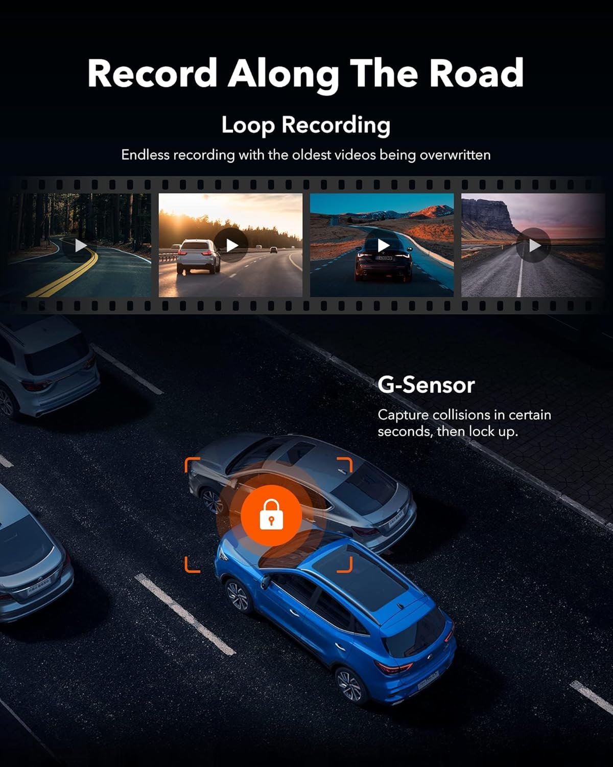 WOLFBOX G930 10'' Rear View Mirror Camera with 5.8GHz WiFi, 4K Dash Cam Front and Rear with WDR, Touch Screen Rearview Mirror Backup Camera, Parking Monitor, Reverse Assist, Includes 64GB Card & GPS