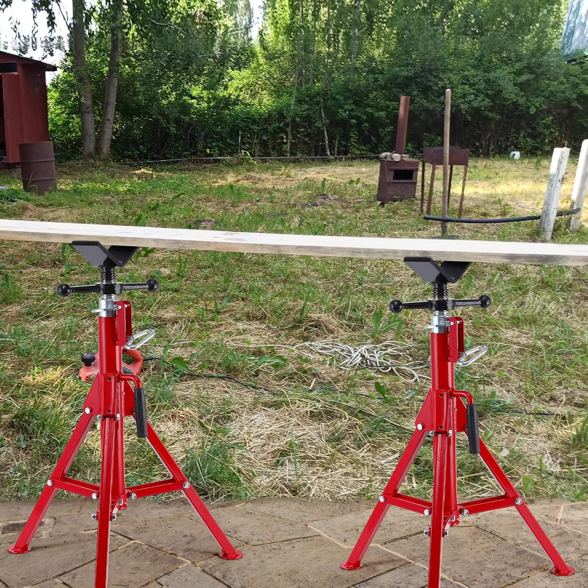 Towallmark V Head Pipe Jack Stand,28-52 Inch Adjustable Height,1/8"-12" Capacity, 2500 lb Load Capacity,Heavy Duty Carbon Steel Body, Steel Jack Stands with Portable Folding Legs
