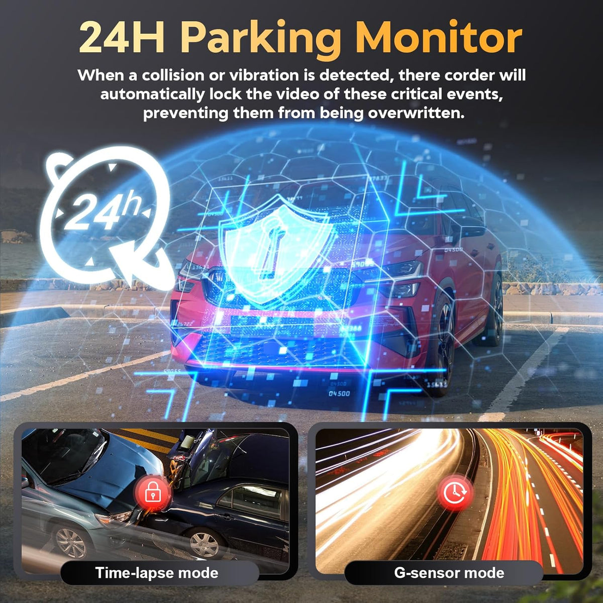 Dash Cam Front and Rear - 4K HD Dual Dash Camera for Cars, Built-in 5G WiFi GPS, 64GB Card, Dashcam with 3.2" IPS Screen, UHD Night Vision, HDR, App Control, 24H Parking Monitor