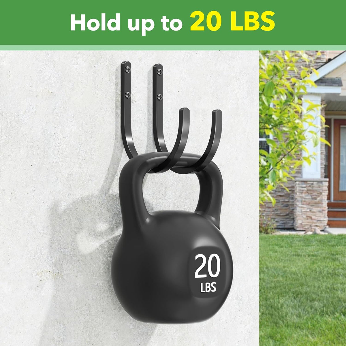 Garden Hose Holder Wall Mount - Aluminum Hose Hanger for Outside, Durable Wall-Mounted Hooks for Garden & Outdoor Use(2 Hooks)