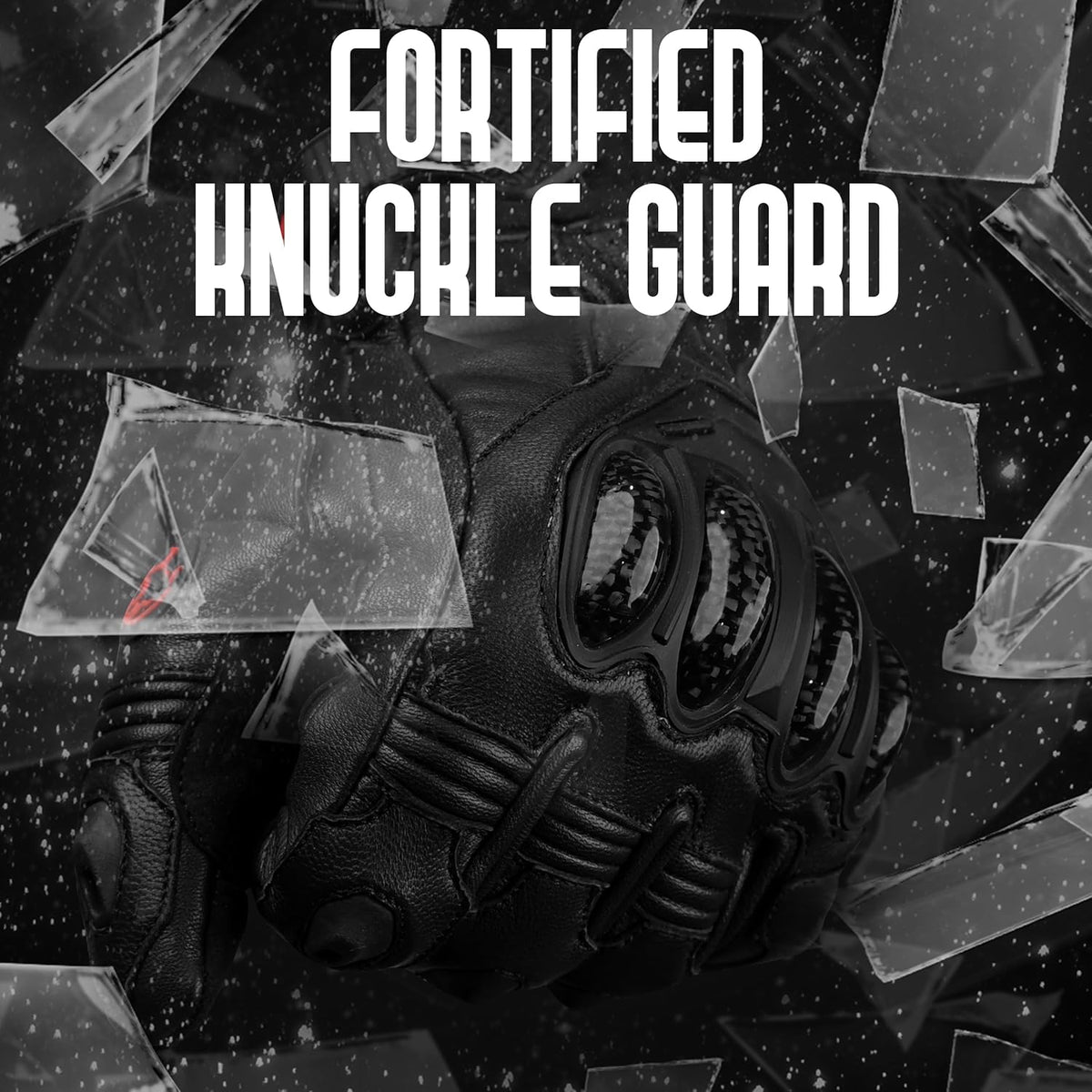 J.A.G. Leather Motorcycle Gloves for Men - Carbon Fiber Knuckle Protection, Motorbike Powersports, Dirt Bike, Touchscreen Gloves for Men and Women, Guantes para Moto.