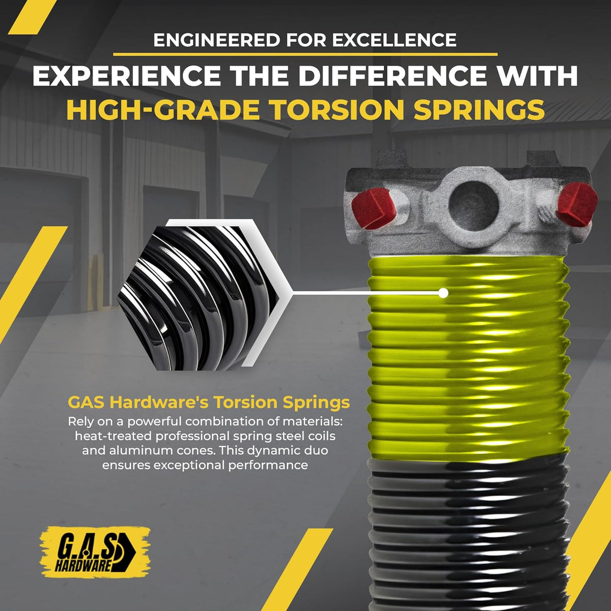 Garage Door Torsion Spring 207x1.75x30 Includes 1” Steel Bearing, Gloves, Manual, and Winding Bars for Right Side of Garage Door Precision E-Coating 5-Year Warranty Min. 30,000 Cycles (Black Cone)