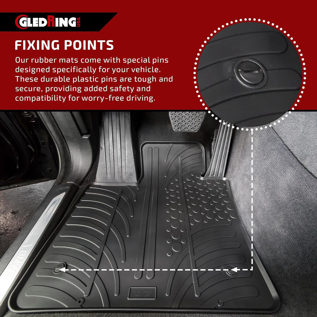 GledringUSA Custom Fit All-Weather Rubber Floor Mats for Land Rover Discovery L462 2018-2022 - No Trimming Needed.