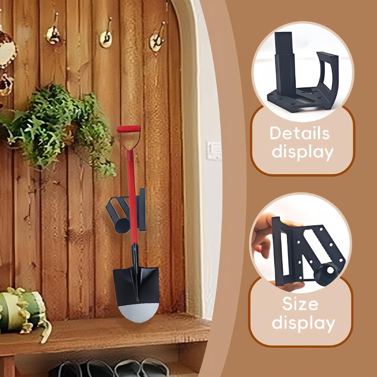 Garden Tool Rack Wall Mounted - Thickened ABS Plastic Organizer, Heavy Duty, 8 Nails Included, for Garage Kitchen Bathroom Storage