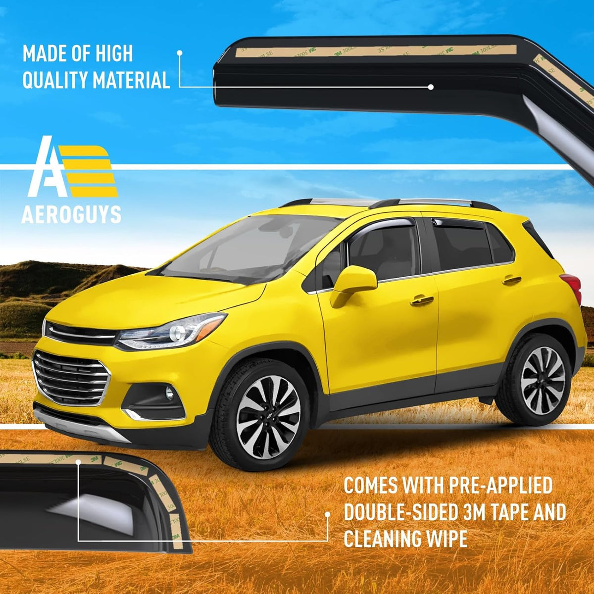 Extra Durable Window Deflectors in-Channel Window Visors Rain Guards Fit for Chevrolet (Chevy) Trax 2014-2022, Sun Visors, Wind Vent for Shades, Exterior Car Accessories - 4pcs. AG0026