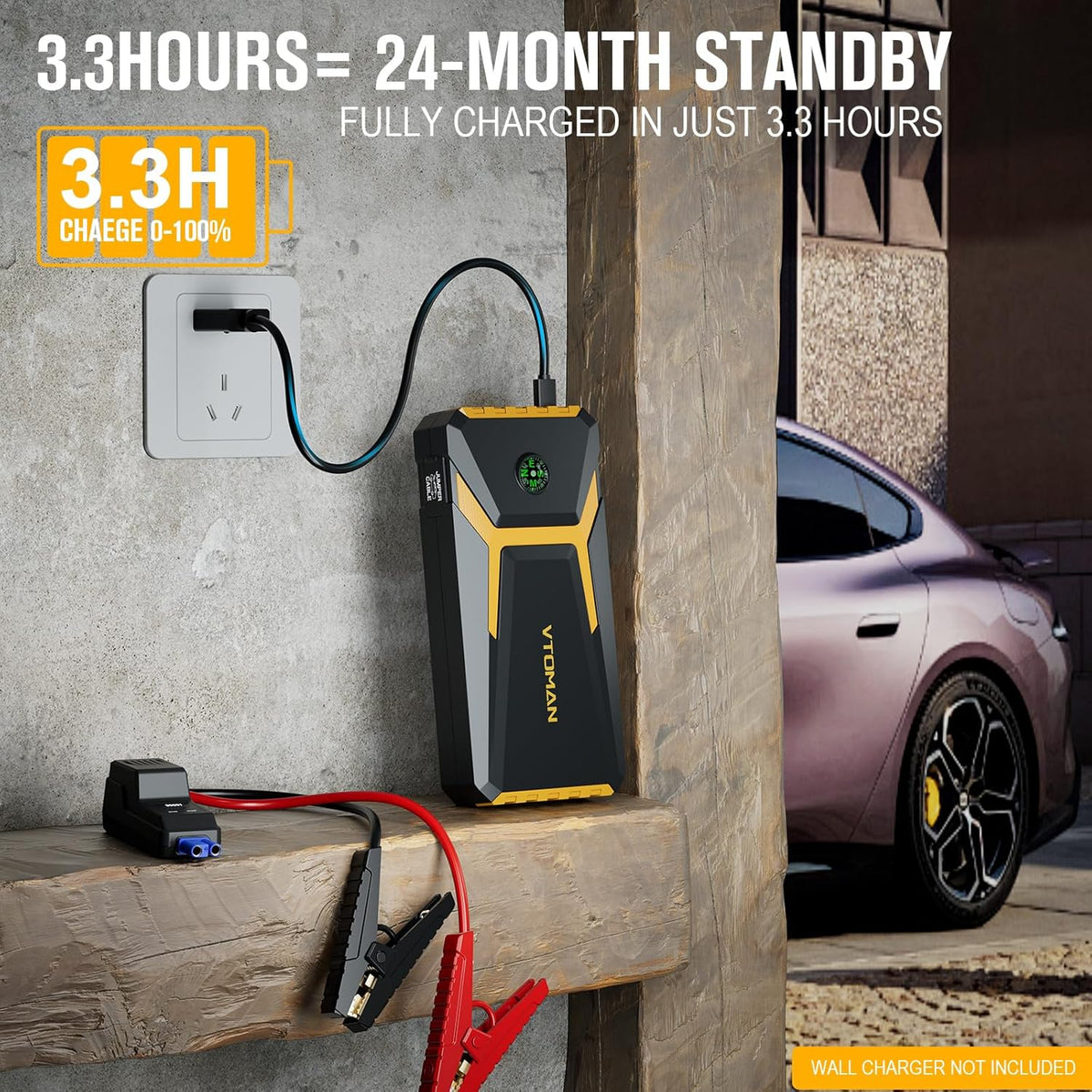 VTOMAN V6 Pro Jump Starter, 2000A Car Battery Jumper Starter Portable for 7L Gas/5L Diesel Engines, Jump Box,12V Auto Jump Start Battery Pack, Lithium Booster Pack, Portable Charger and Jumper Cables