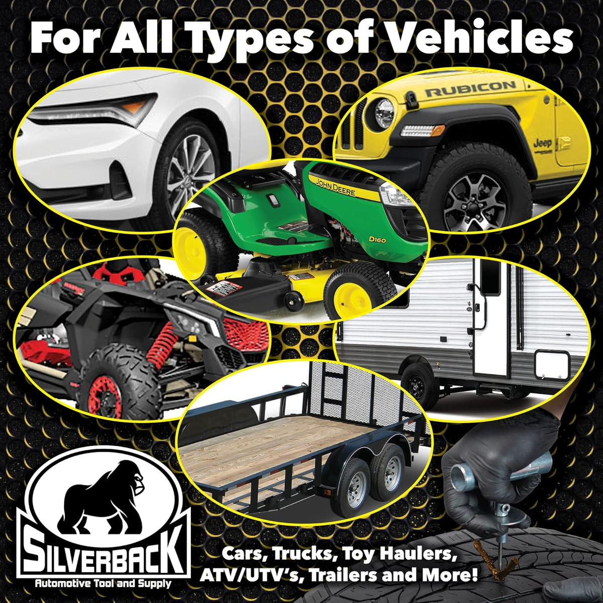 Silverback Automotive Tire Repair Kit for Car, Truck, Off-Roading, 4x4's, Motorcycle, Trailers, ATV, Tractor, Jeep String Repair Kit.