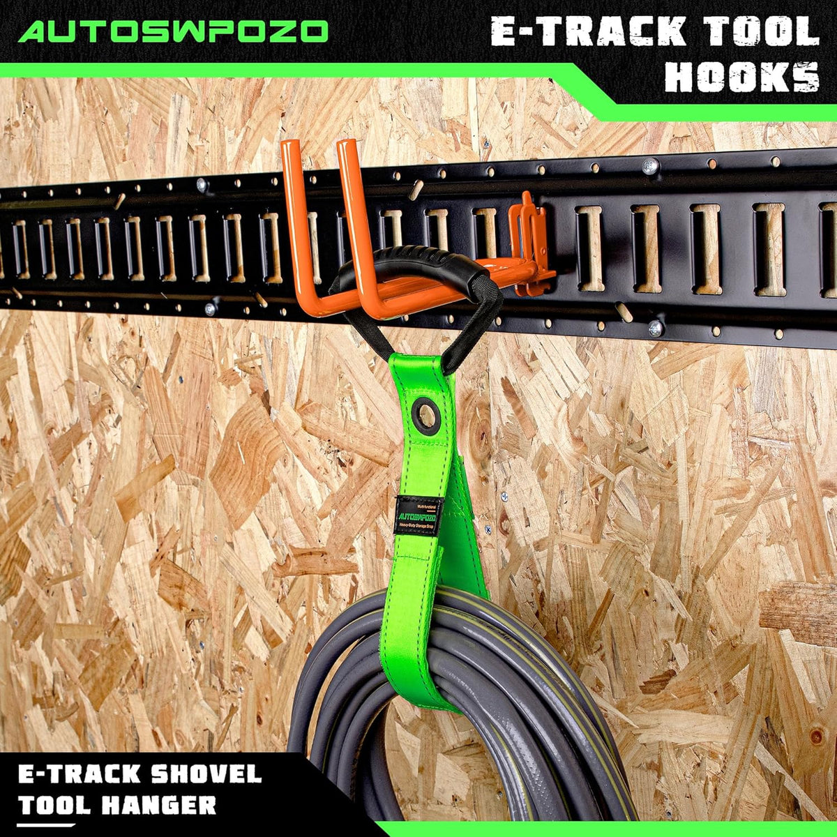 8-Pack Heavy Duty E-Track Shovel/Tool Hanger, Spades, Rakes, Workshop, Warehouse with E-Tracks, Tool Holder (Orange)