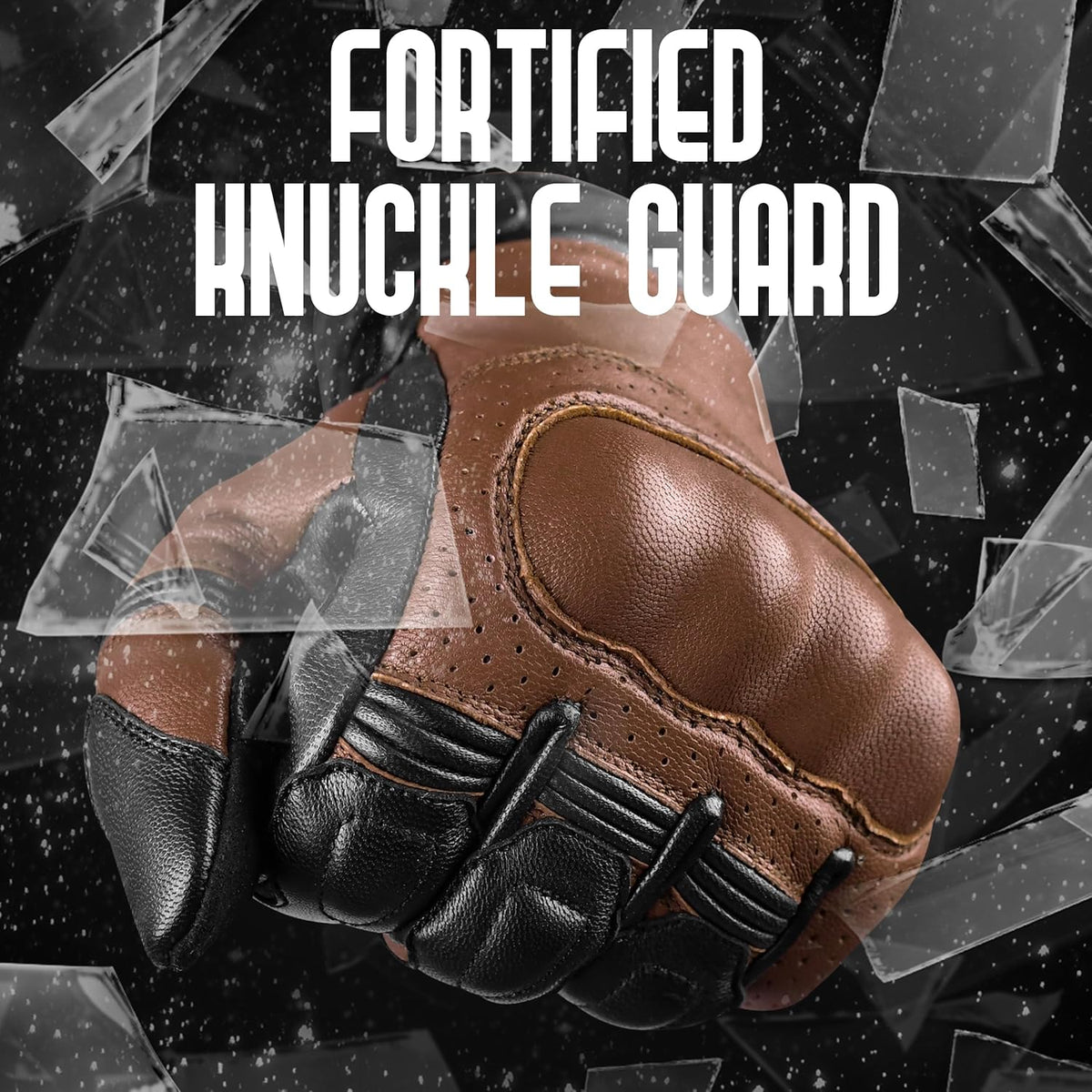 J.A.G. Motorcycle Gloves - Premium Leather Perforated Motorcycle Gloves for Men with Knuckle Protection | Touchscreen Motorbike Riding Gloves