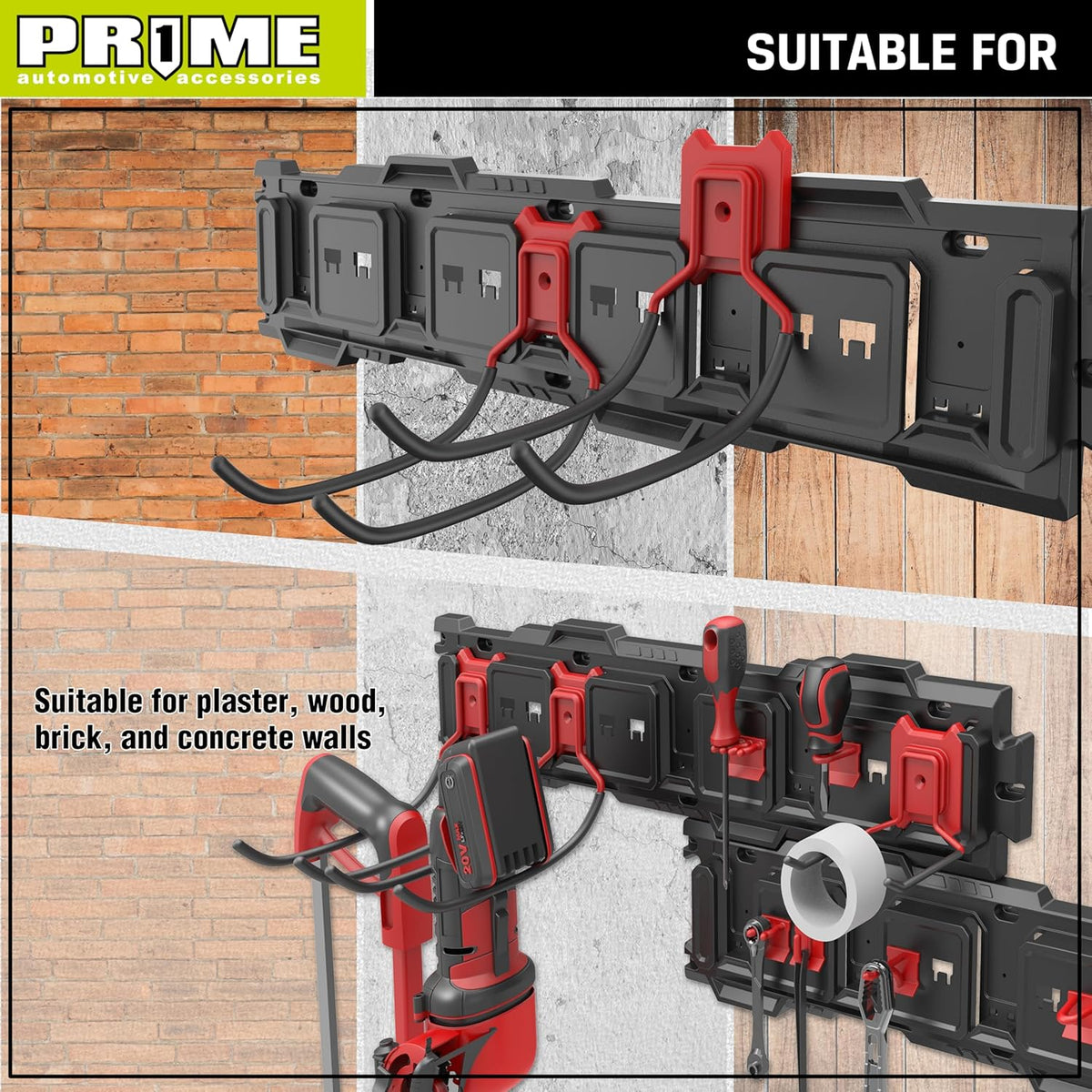 Prime 1 PR1ME Heavy Duty Wall Mount Hook, 7.5 inch Utility Wall Storage Hook - Garage Storage Organization Tool Hanger for Bike, Ladder, Yard Tools