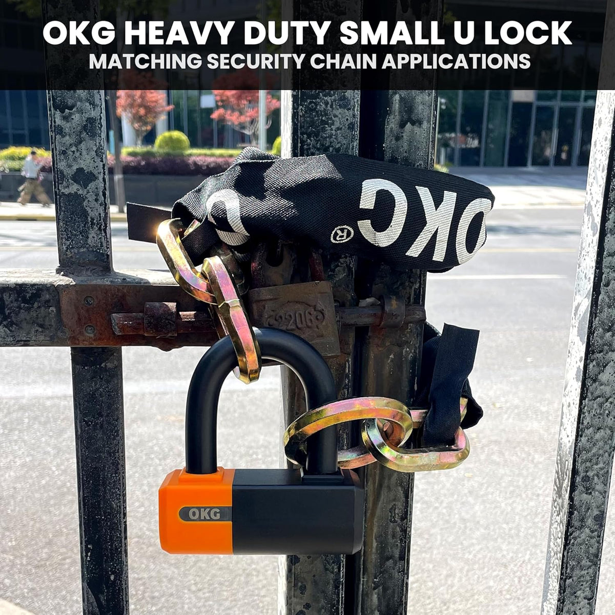 OKG Heavy Duty Small U Lock – 18mm Anti-Cut Manganese Alloy Steel U-Shackle | Dual-Deadbolt Anti Theft Motorcycle Lock for eBike/ATV/Trailer | Drill-Proof & Weatherproof (4 Keys, No Security Chain)