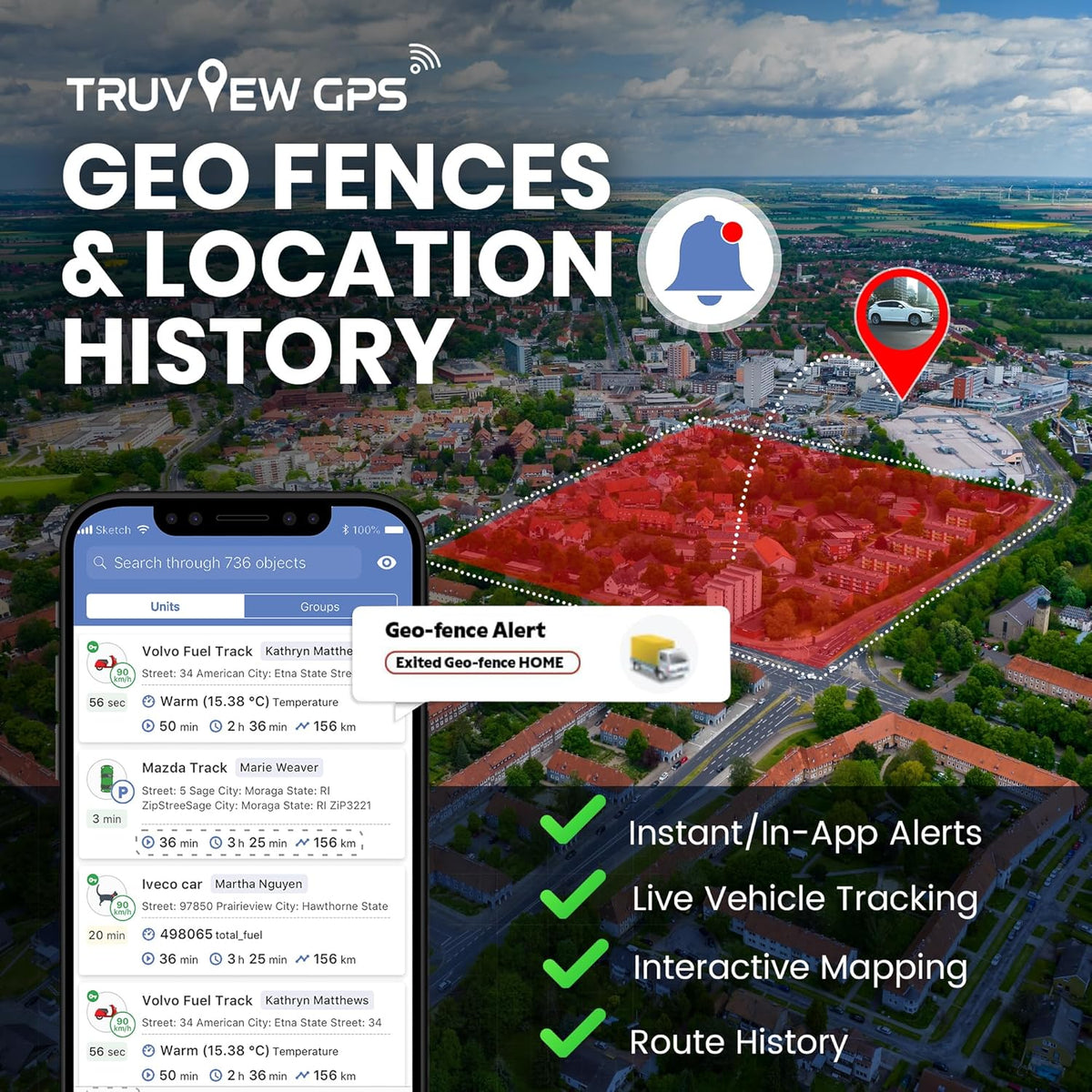 Truview TV130 4G GPS Tracker with - Live Updates-Vehicle Tracking Device for Cars, Vans, Trucks & More - Easy 2-Wire Installation, Mobile App, 24/7 Support - No Contracts-Subscription Required.
