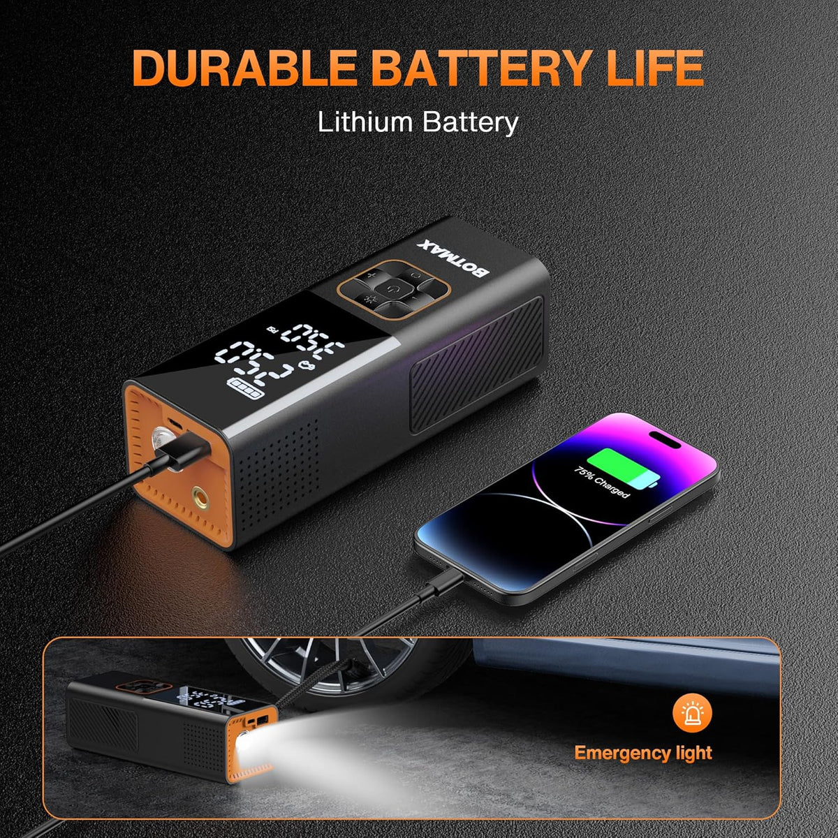Tire Inflator Portable Air Compressor, Air Pump for Car Tires Pump with Tire Pressure Gauge 160 PSI Night LED Light Electric Portable Tire Inflator for Cars, Bike, Motorcycle, Bicycle and Balls